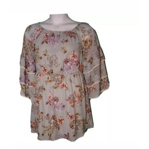 Bailey Blue Floral  Boho Peasant Dress